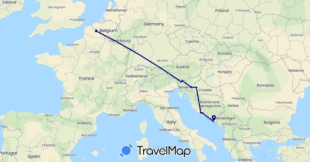 TravelMap itinerary: driving in France, Croatia, Slovenia (Europe)
